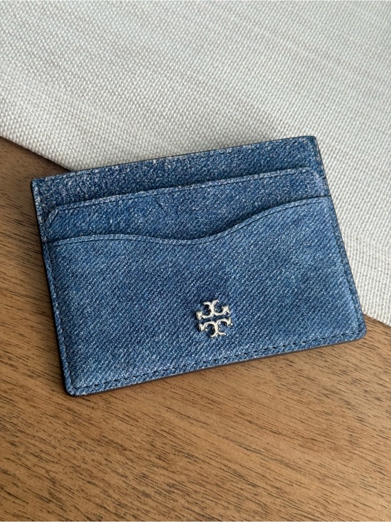 Tory Burch Handbags - Tory Burch Dark Denim Slim Card Case with Silver Logo